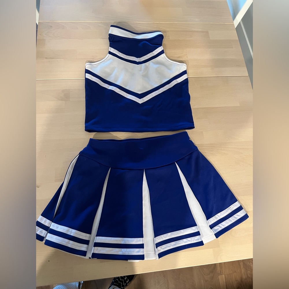 Blue cheerleading outfit